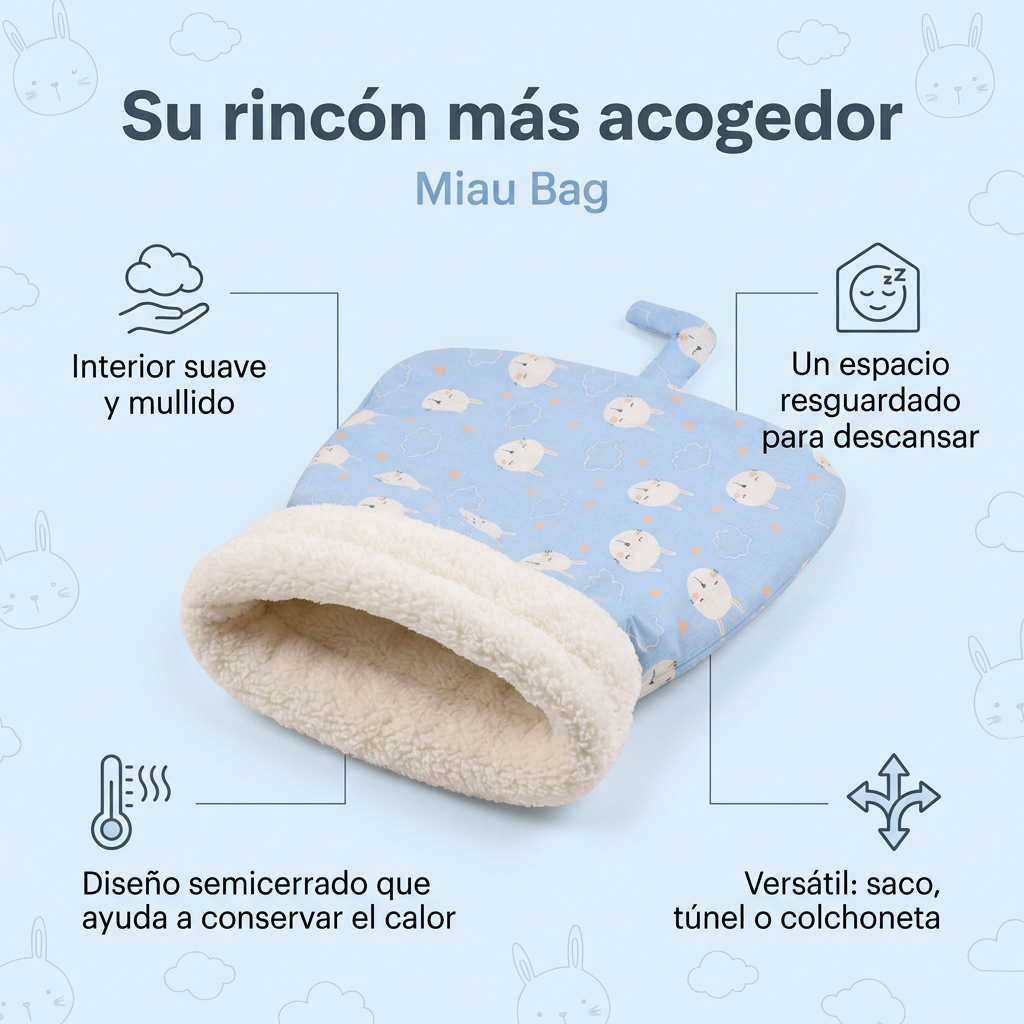 Infografía de las cualidades de Miau Bag